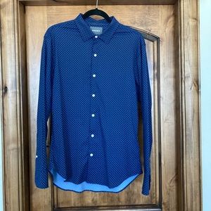 New Tech Button Down - Deep Blue Bay Dot